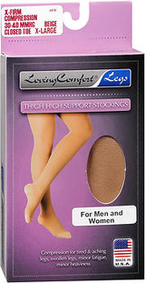 Loving Comfort Thigh High Support Stockings X-Firm 30-40 mmHg Beige Closed Toe X-Large - 1 pair