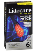 Lidocare 4% Lidocaine Pain Relief Patches Arm, Neck & Leg - 6 Each