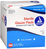 Dynarex Sterile Gauze Pads 4"x 4" - 100 ct