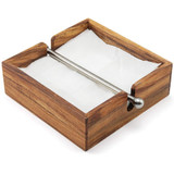 Ironwood Gourmet Acacia Wood Napkin Holder with Weighted Stainless Steel Holder