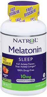 Natrol Melatonin 10 mg Fast Dissolve Tablets Maximum Strength Strawberry - 100 ct