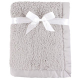 Hudson Baby Unisex Baby Sherpa Plush Blanket with Satin Binding, Gray - 40"L x 30"W