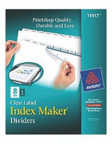 Index Label Maker Dividers - Clear, 8 Tab Set