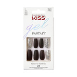 Kiss Gel Fantasy Nails, Black/Sparkle, 24 Count - 1pkg