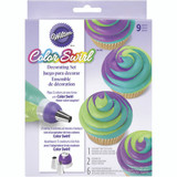 Wilton Tri Color Swirl Piping Bag Coupler, 9 Piece Cake Decorating Kit