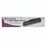 3 Hole Paper Punch- Adjustable 12 Sheet Capacity, Black