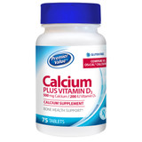 Premier Value Calcium +D Supplement - 500mg, Tablet 75 ct