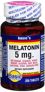 Basic Vitamins Melatonin 5 mg Tablets - 200 ct