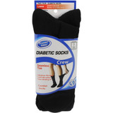 Premier Value Seamless Toe Diabetic Crew  Socks- Black Lg - 2pk