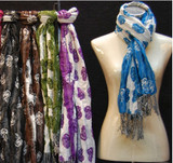 Rose Print Scarf, Assorted