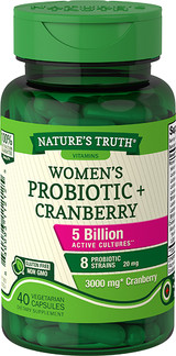 Nature's Truth Women's Probiotic + Cranberry Dietary Supplement Vegetarian Capsules - 40 ct
