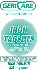 GeriCare Ferrous Sulfate 325 mg - 1000 tablets