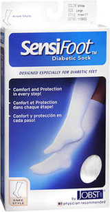 Jobst SensiFoot Unisex Mild Support Knee Style Closed Toe Diabetic Socks Large White