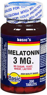 Basic Vitamins Melatonin 3 mg Tablets - 200 ct