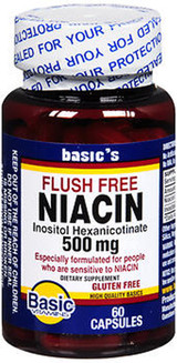 Basic Vitamins Niacin 500 mg Capsules Flush Free - 60 ct