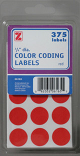 Color Coding Labels - Red 375 ct, 3/4" Rnd