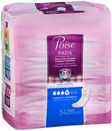 Poise Pads Long Length Moderate Absorbency - 2 Packs of 54