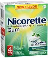 Nicorette Stop Smoking Aid Gum 4 mg Spearmint Burst with a Hint of Chamomile - 100 ct