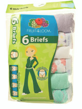 Girls Assorted Cotton Briefs 6-Pack - Size 14, Assorted