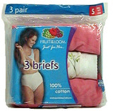 Ladies' Colored Cotton Briefs 3-Pack Underwear - Size 5, Assorted