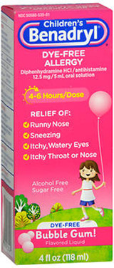 Benadryl Children's Dye-Free Allergy Liquid Bubble Gum Flavored - 4 oz