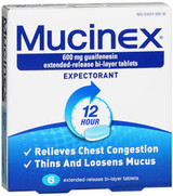 Mucinex Expectorant Extended-Release Bi-Layer Tablets - 6 ct.