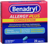 Benadryl Allergy Plus Congestion Tablets - 24 ct