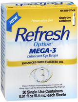 Refresh Optive Mega-3 Lubricant Eye Drops With Flaxseed Oil - 30 ct