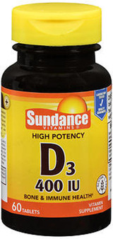 Sundance Vitamins High Potency D3 400 IU Vitamin Supplement - 60 Tablets