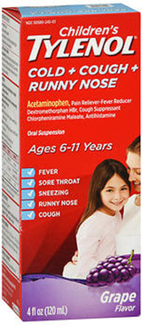 Tylenol Children's Cold + Cough + Runny Nose Oral Suspension Grape - 4 oz