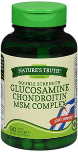 Nature's Truth Double Strength Glucosamine Chondroitin MSM Complex Dietary Supplement - 90 Coated Caplets