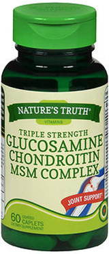 Nature's Truth Triple Strength Glucosamine Chondroitin MSM Complex Dietary Supplement - 60 Coated Caplets