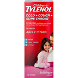 Tylenol Children's Cold + Cough + Sore Throat Oral Suspension Bubble Gum - 4 oz