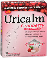 Uricalm Cranberry plus D-Mannose Dietary Supplement Chewable Tablets Berry-Flavored - 60 ct