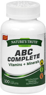 Nature's Truth ABC Complete Vitamins + Minerals Multivitamin Mineral Supplement - 100 Coated Caplets