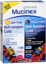 Mucinex Children's Daytime & Night Time Multi-Symptom Cold Liquid Very Berry & Mixed Berry - 8 oz