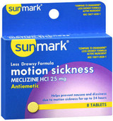 Sunmark Motion Sickness 25 mg Tablets Less Drowsy Formula - 8 ct