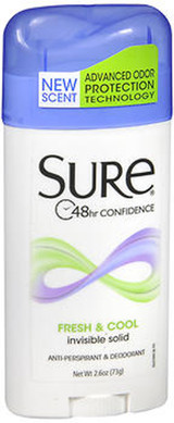 Sure Anti-Perspirant & Deodorant Invisible Solid Fresh & Cool - 2.6 oz