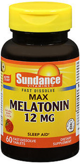 Sundance Vitamins Max Melatonin 12 mg Natural Berry Flavor - 60 Tablets