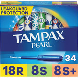 Tampax Pearl Plastic Tampons Triple Pack Unscented - 34 ct