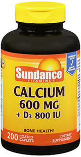 Sundance Calcium 600 mg + Vitamin D3 800 IU - 200 Coated Caplets