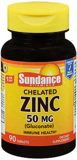 Sundance Vitamins Chelated Zinc 50 mg (Gluconate) - 90 Tablets