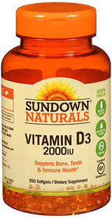 Sundown Naturals Vitamin D3 2000 IU Softgels - 350 ct