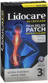 Lidocare 4% Lidocaine Pain Relief Patches Back/Shoulder - 3 Each