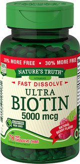 Nature's Truth Ultra Biotin 5,000 mcg Fast Dissolve Tabs Natural Berry Flavor - 78 ct