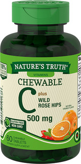 Nature's Truth Chewable C 1000 mg plus Wild Rose Hips Tablets Natural Orange Flavor - 60 ct