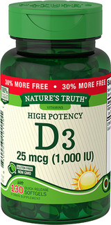 Nature's Truth High Potency Vitamin D3 1000 IU Quick Release Softgels - 130 ct