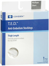 T.E.D. Anti-Embolism Stockings Thigh Length 18 mm/Hg White Medium Short- 1 Pair