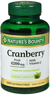 Nature's Bounty Cranberry 4200 mg With Vitamin C Herbal Supplement Softgels - 250 ct