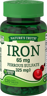 Nature's Truth Iron 65 mg Ferrous Sulfate Coated Tablets - 120 ct